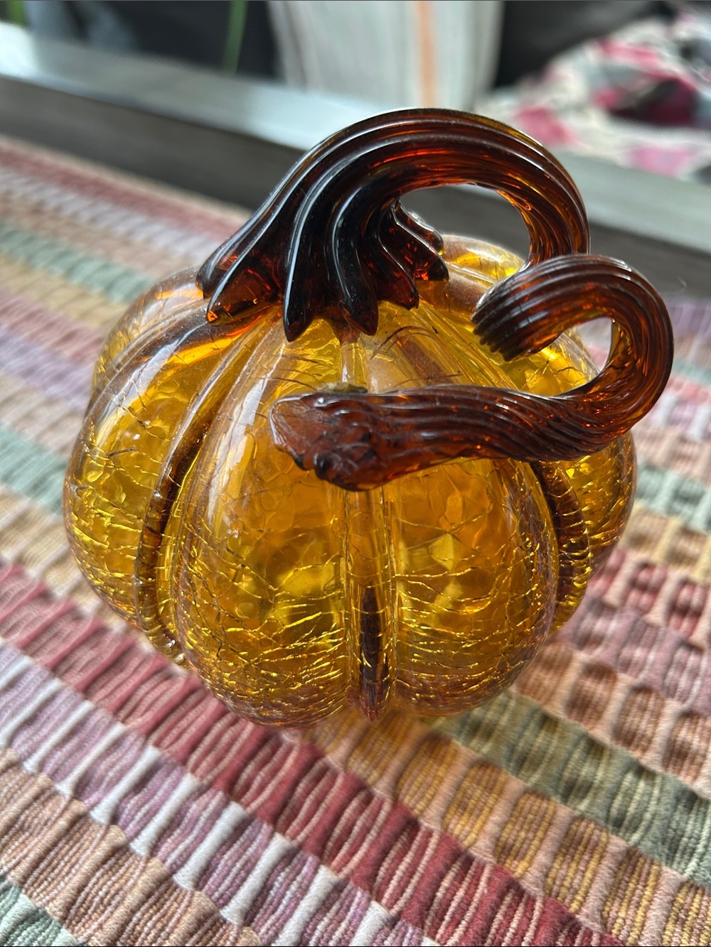 Amber Glass Pumpkin Decorative Accent - Home Art